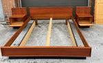 REFINISHED Mid Century Modern Teak Queen Bed w 2 Nightstands 8