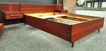 REFINISHED Mid Century Modern Queen Teak Bed w Nightstands & Low Dresser 4