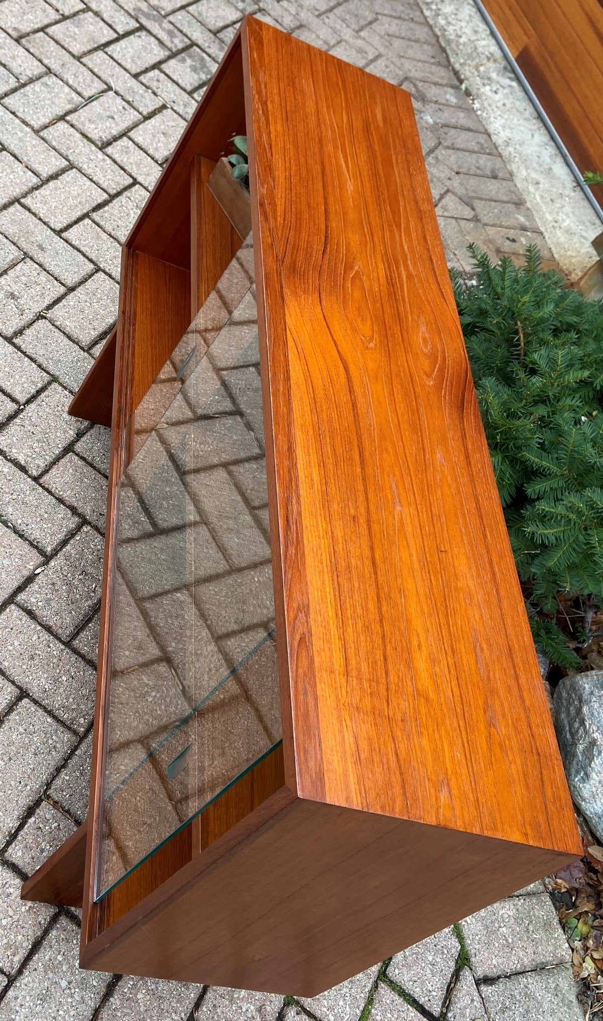 REFINISHED Mid Century Modern Teak Bookcase Media TV Console 46