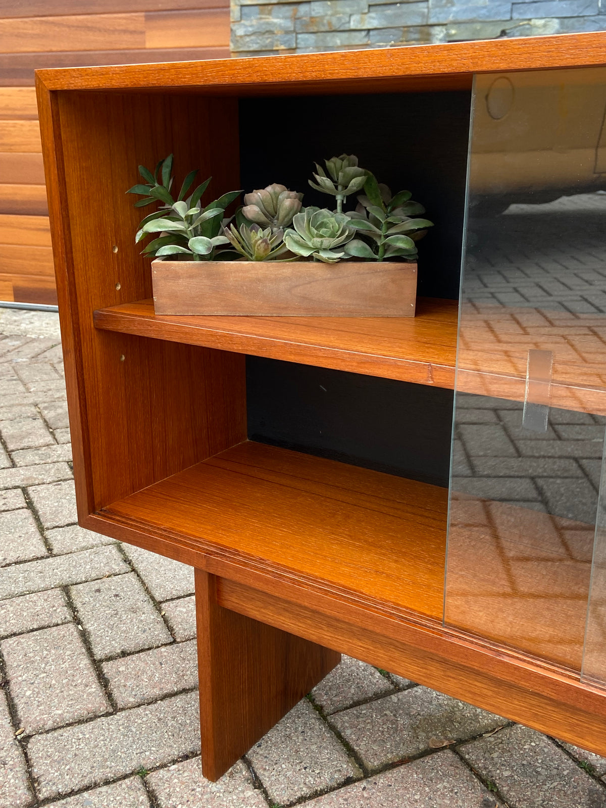 REFINISHED Mid Century Modern Teak Bookcase Media TV Console 46