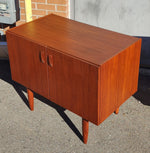 REFINISHED Danish Mid Century Modern Teak Cabinet w 2 Doors, Deep & Small 35.5