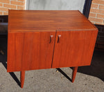 REFINISHED Danish Mid Century Modern Teak Cabinet w 2 Doors, Deep & Small 35.5