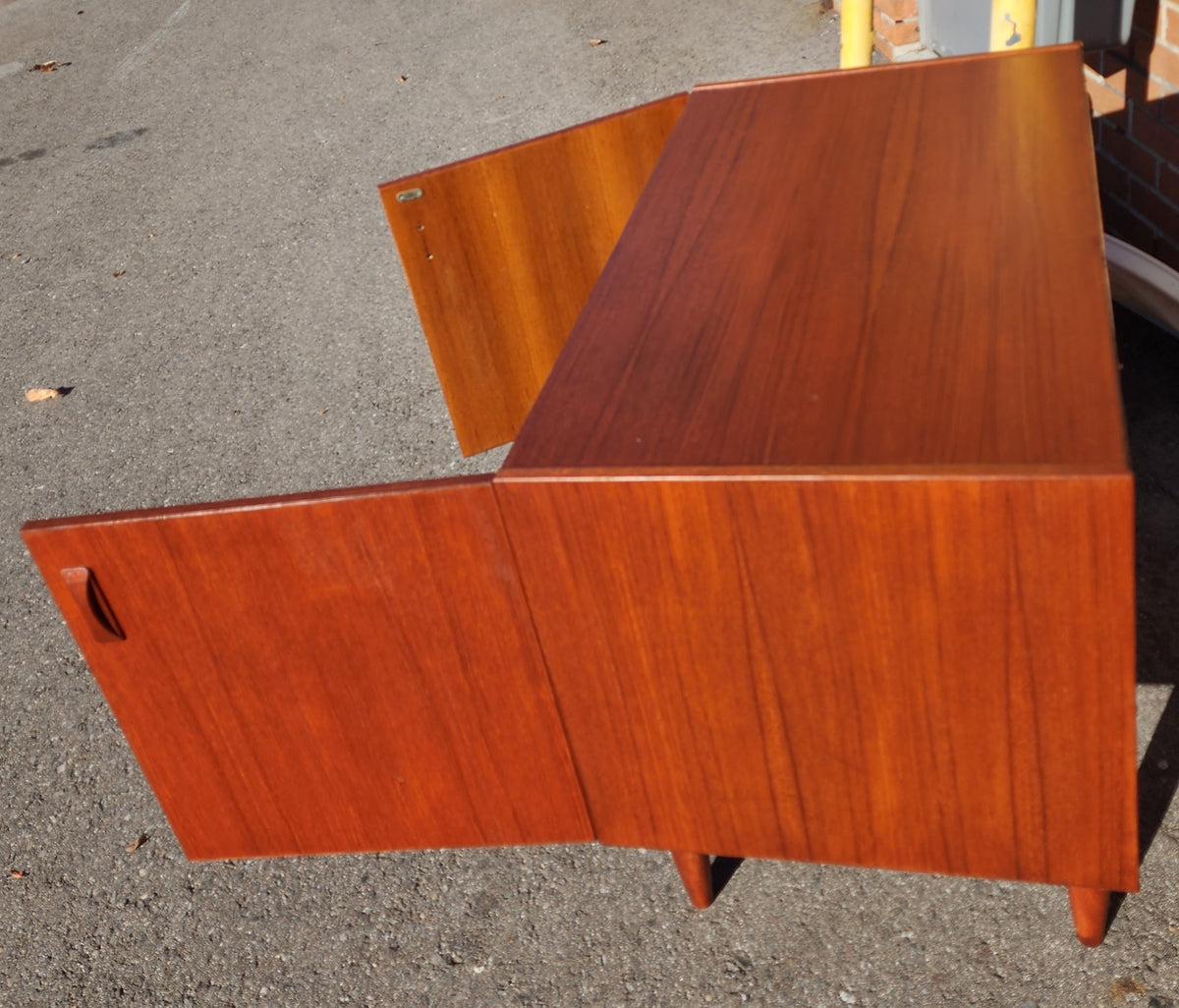 REFINISHED Danish Mid Century Modern Teak Cabinet w 2 Doors, Deep & Small 35.5