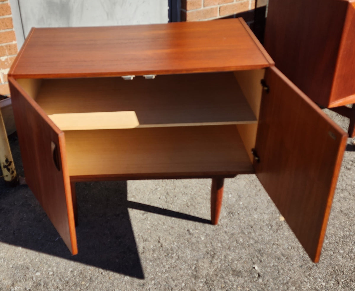 REFINISHED Danish Mid Century Modern Teak Cabinet w 2 Doors, Deep & Small 35.5