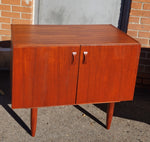 REFINISHED Danish Mid Century Modern Teak Cabinet w 2 Doors, Deep & Small 35.5