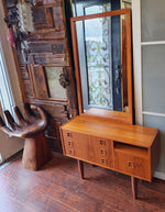 REFINISHED Mid Century Modern teak cabinet & mirror 2