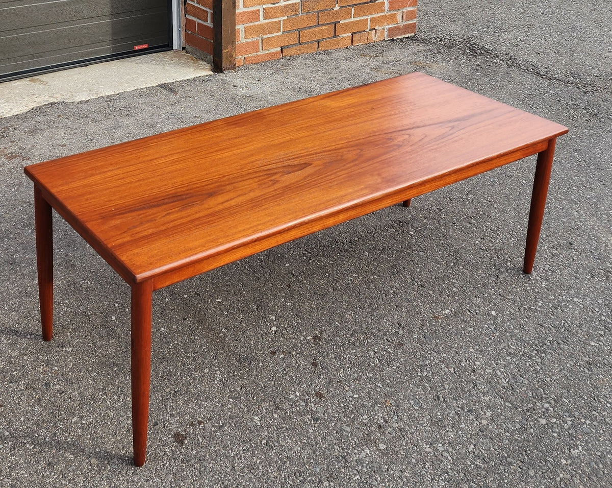 REFINISHED Danish Mid Century Modern Teak Coffee Table, 49