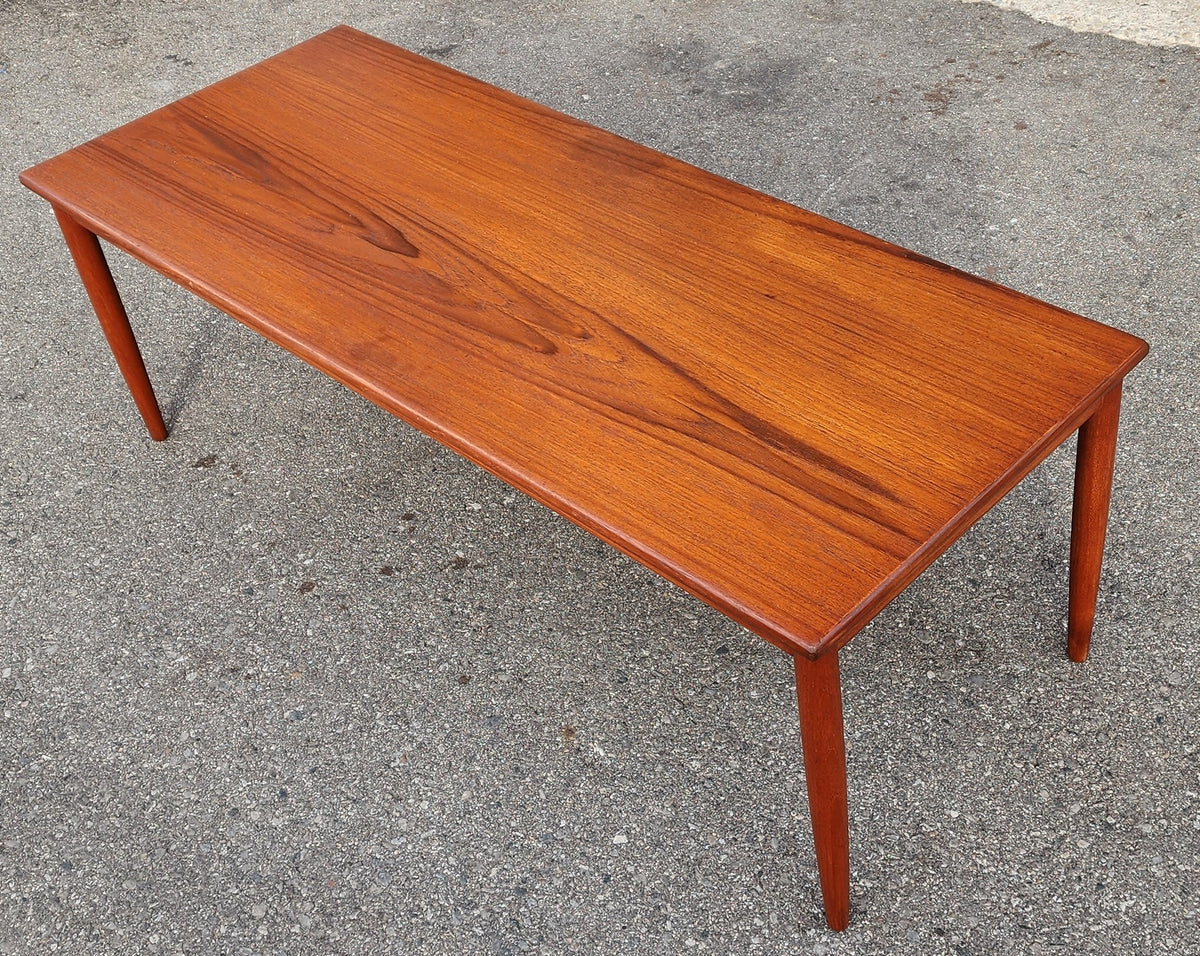 REFINISHED Danish Mid Century Modern Teak Coffee Table, 49