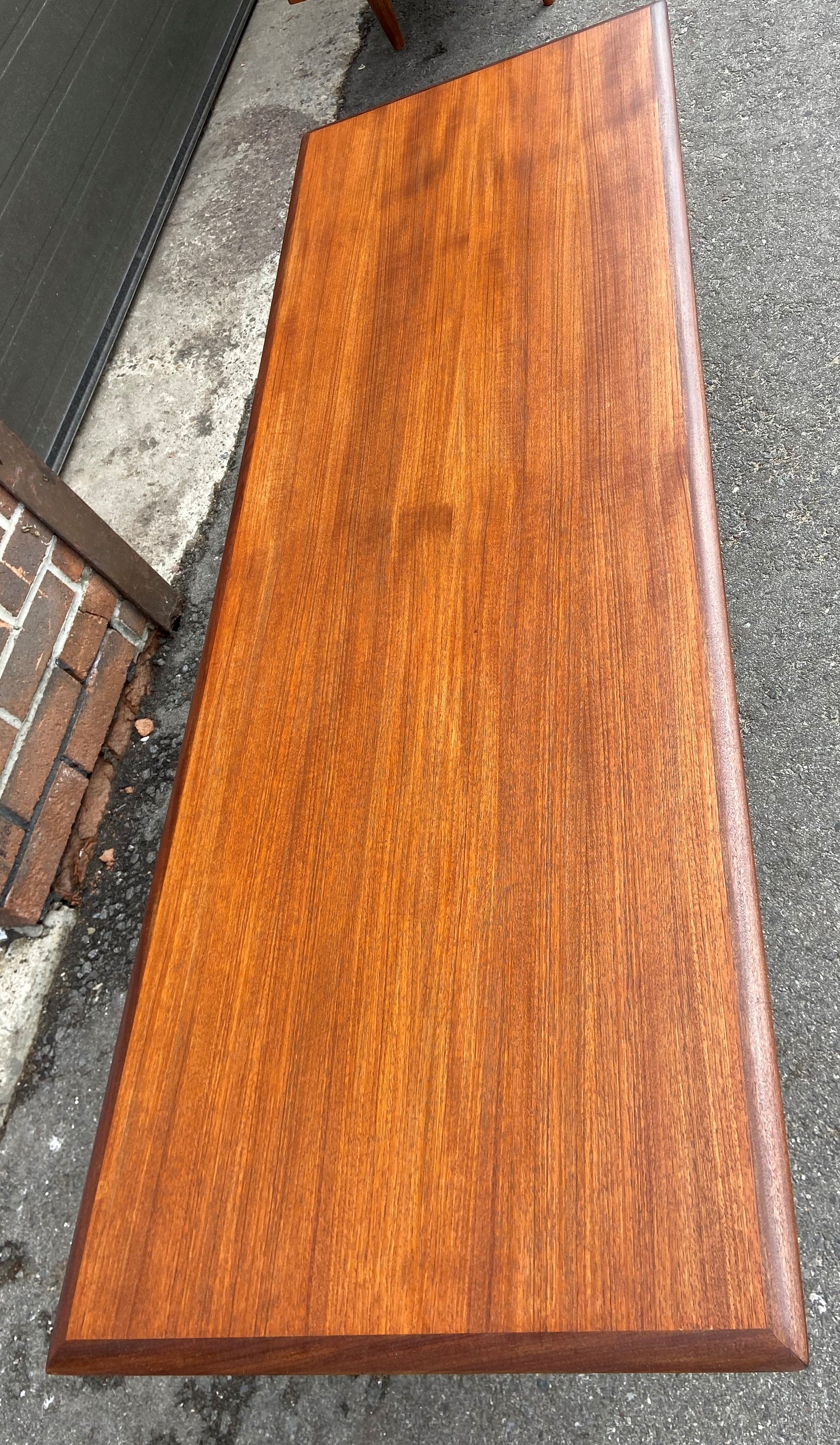 REFINISHED Mid Century Modern Teak Coffee Table w Shelf