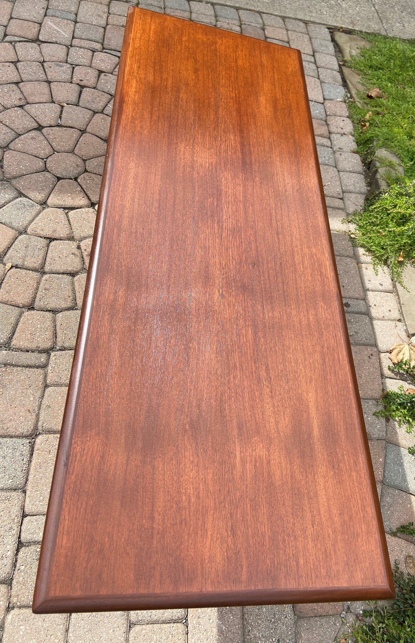 REFINISHED Mid Century Modern Teak Coffee Table with Shelf by RS Associates 6ft