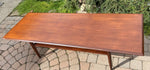 REFINISHED Mid Century Modern Teak Coffee Table with Shelf by RS Associates 6ft 6
