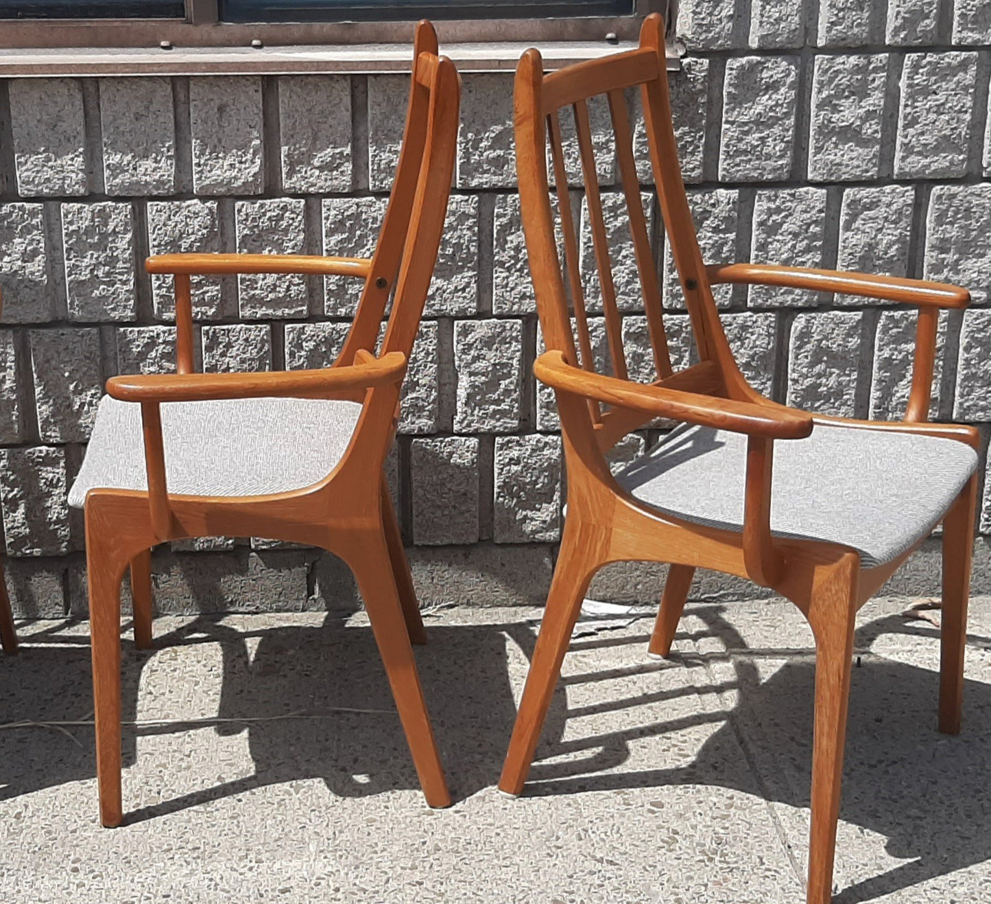 Set of 2 MCM Teak high-back armchairs, Kai Kristiansen style, RESTORED