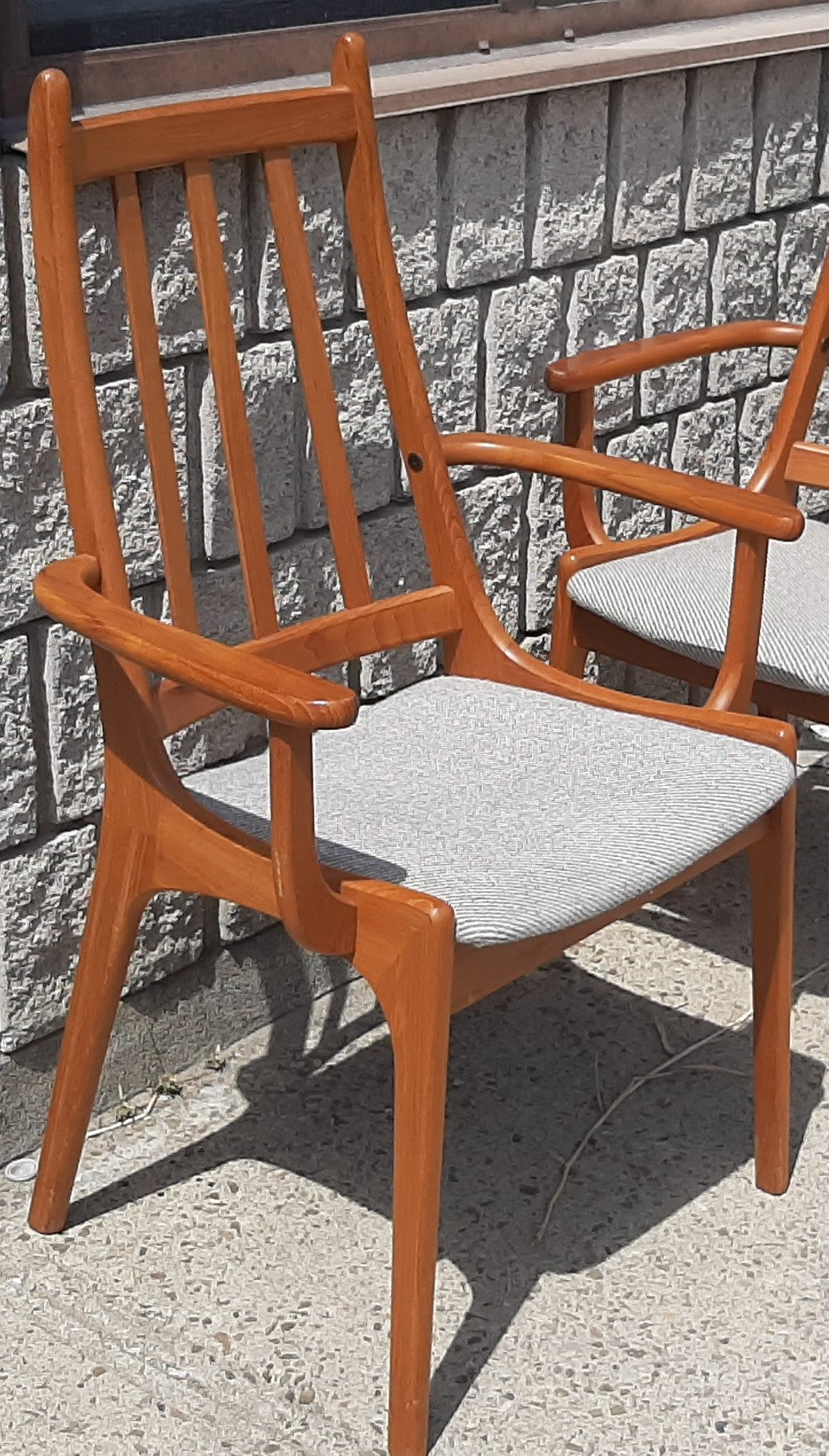 Set of 2 MCM Teak high-back armchairs, Kai Kristiansen style, RESTORED