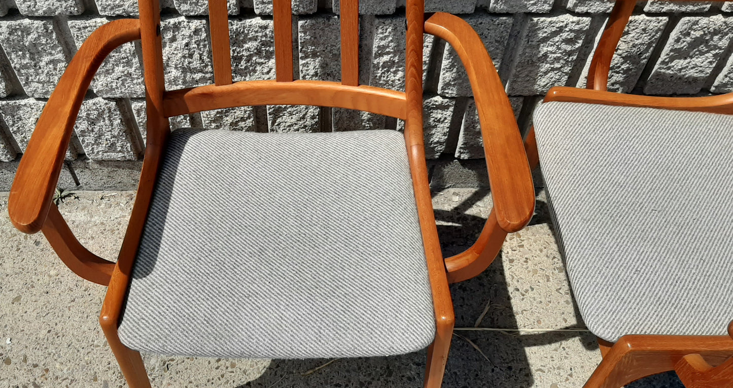 Set of 2 MCM Teak high-back armchairs, Kai Kristiansen style, RESTORED