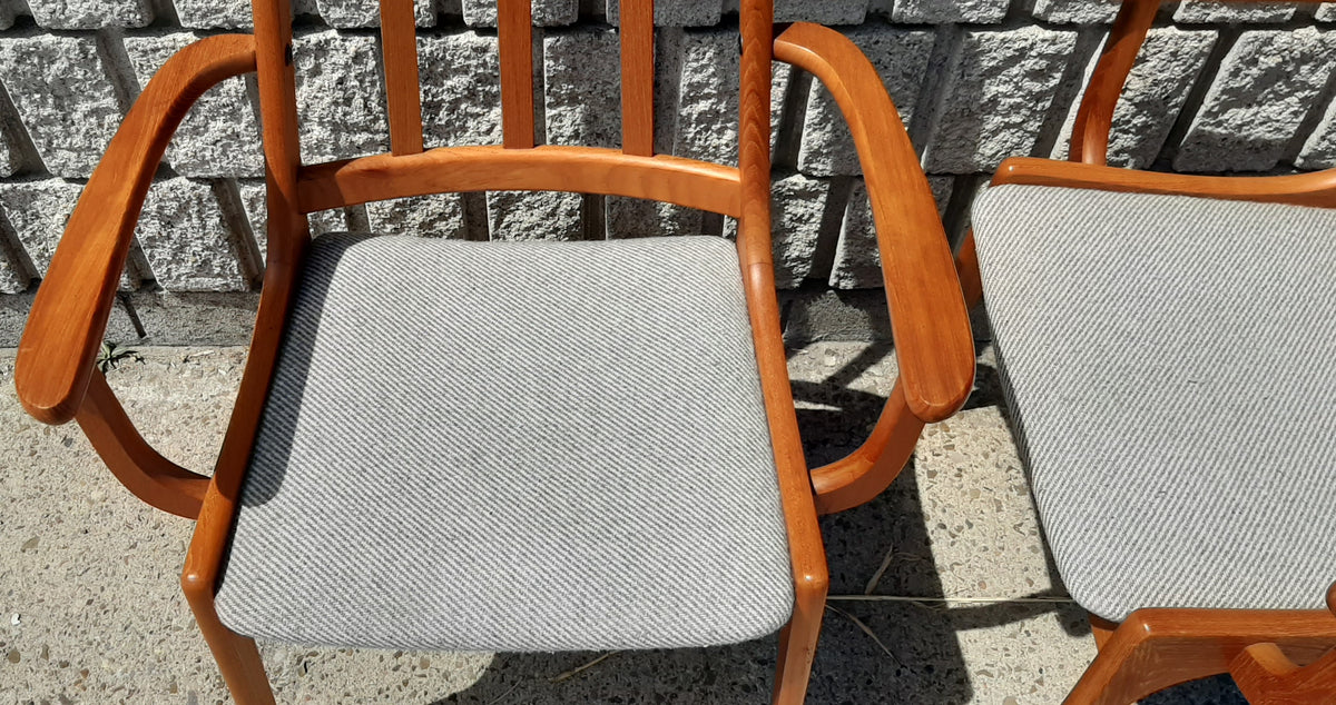 Set of 2 MCM Teak high-back armchairs, Kai Kristiansen style, RESTORED
