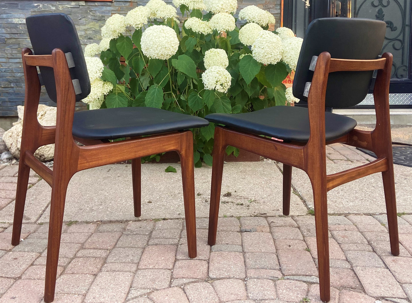 2 REFINISHED REUPHOLSTERED Danish Mid Century Modern Teak Chairs