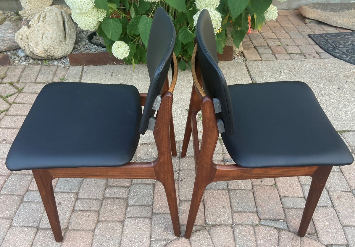 2 REFINISHED REUPHOLSTERED Danish Mid Century Modern Teak Chairs