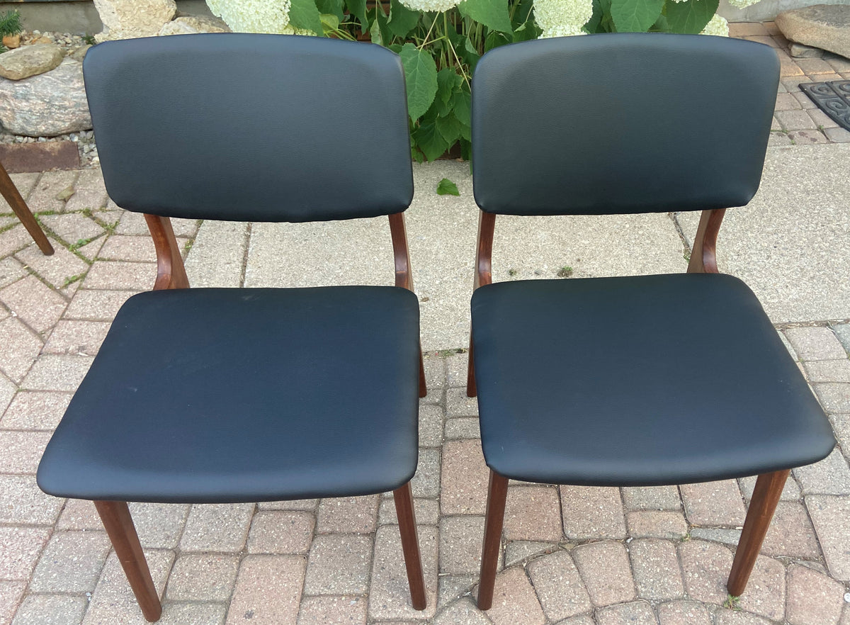 2 REFINISHED REUPHOLSTERED Danish Mid Century Modern Teak Chairs