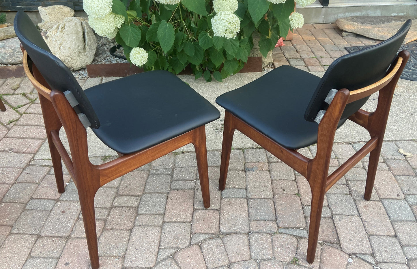 2 REFINISHED REUPHOLSTERED Danish Mid Century Modern Teak Chairs