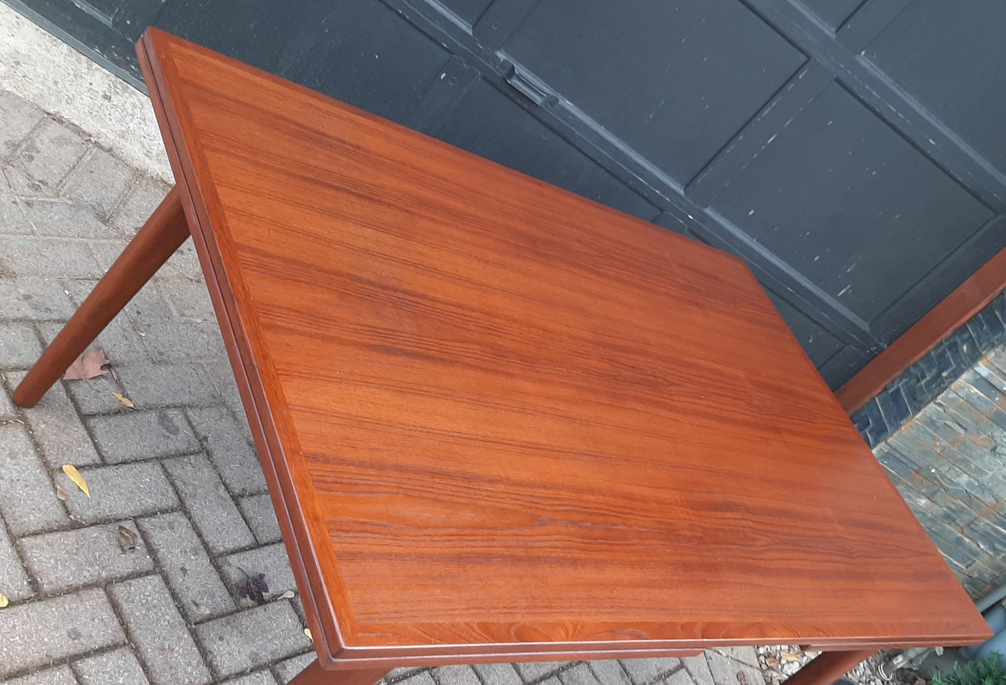 REFINISHED Danish MCM Teak Draw Leaf Table, 57"-104" large