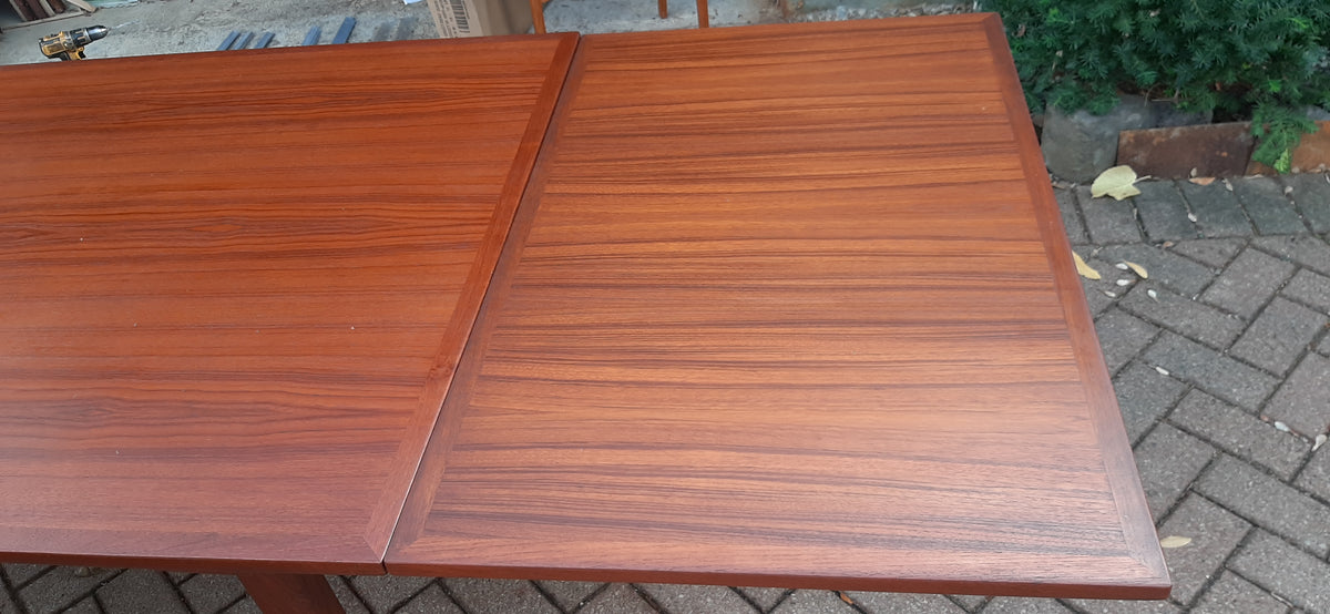 REFINISHED Danish MCM Teak Draw Leaf Table, 57