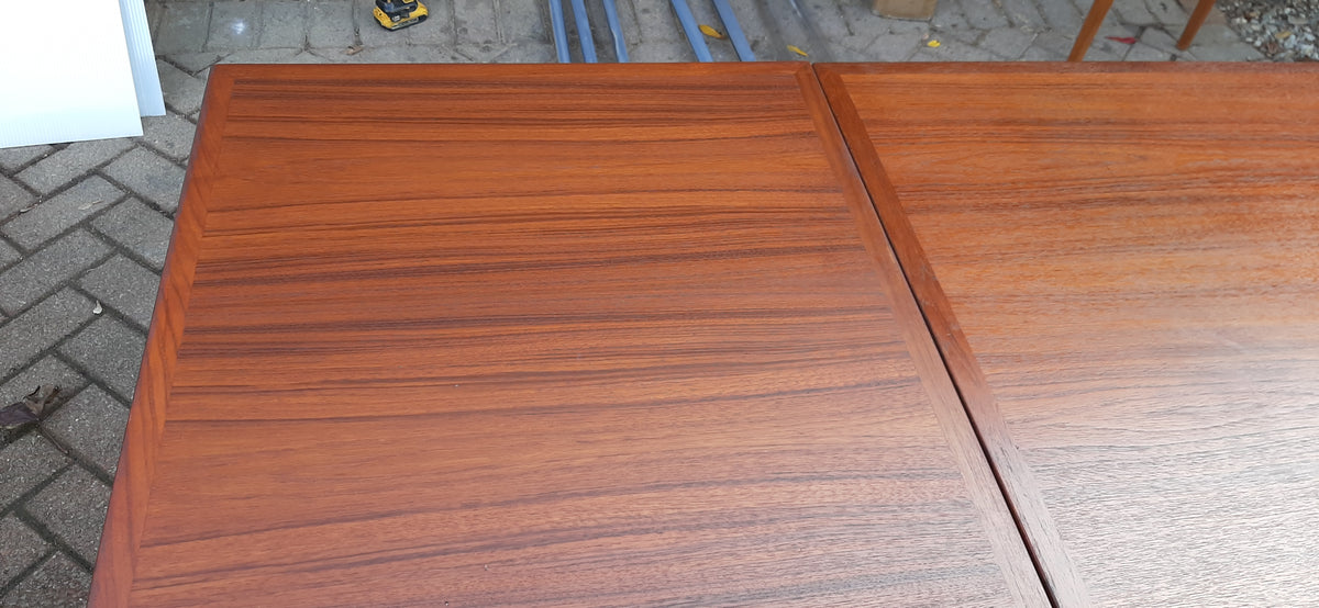 REFINISHED Danish MCM Teak Draw Leaf Table, 57