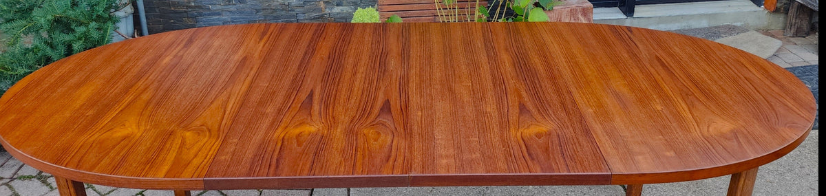 REFINISHED Mid Century Modern Teak Table Oval w 2 Leaves 60