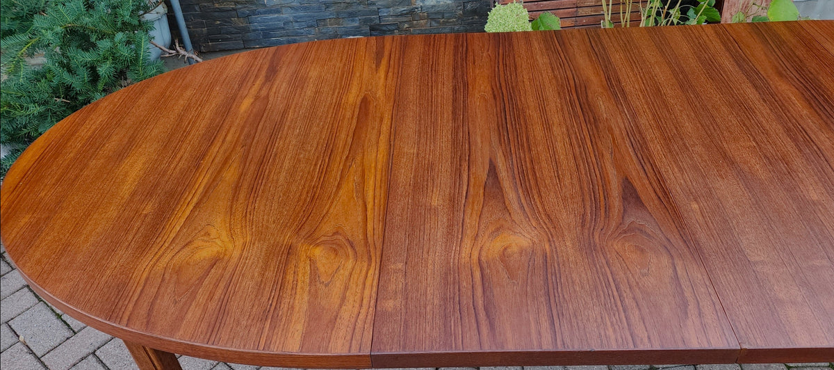 REFINISHED Mid Century Modern Teak Table Oval w 2 Leaves 60
