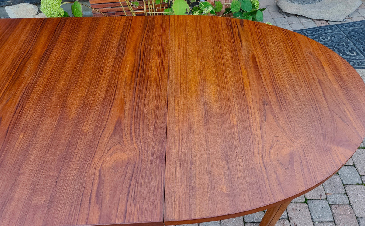 REFINISHED Mid Century Modern Teak Table Oval w 2 Leaves 60