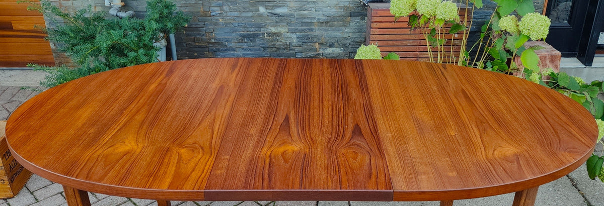 REFINISHED Mid Century Modern Teak Table Oval w 2 Leaves 60