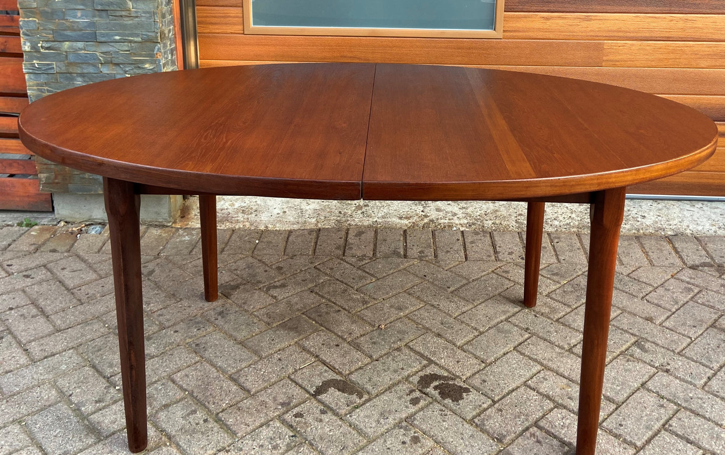 REFINISHED Mid Century Modern Teak Table w 3 Leaves by Punch Designs 64"-100"