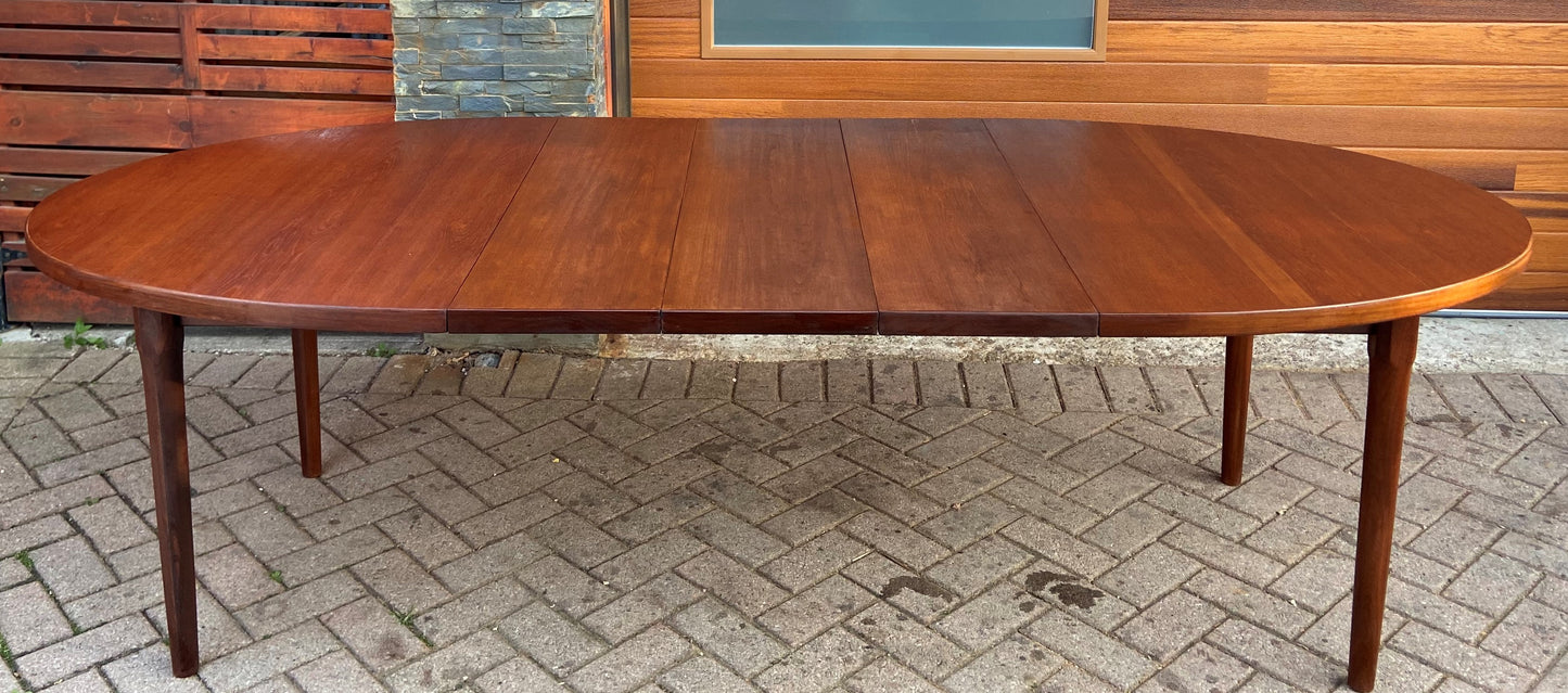 REFINISHED Mid Century Modern Teak Table w 3 Leaves by Punch Designs 64"-100"