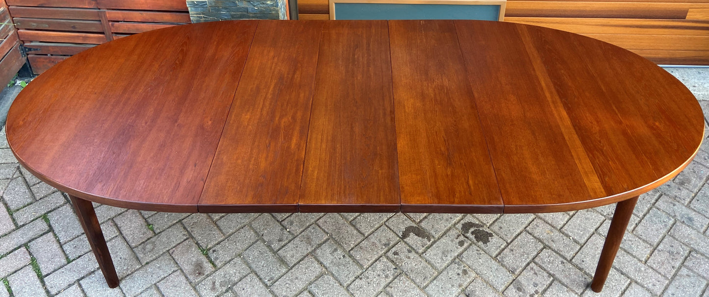 REFINISHED Mid Century Modern Teak Table w 3 Leaves by Punch Designs 64"-100"