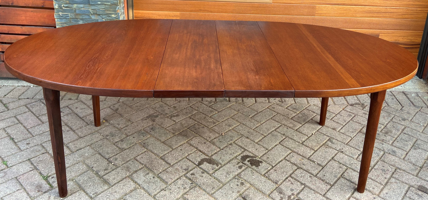 REFINISHED Mid Century Modern Teak Table w 3 Leaves by Punch Designs 64"-100"