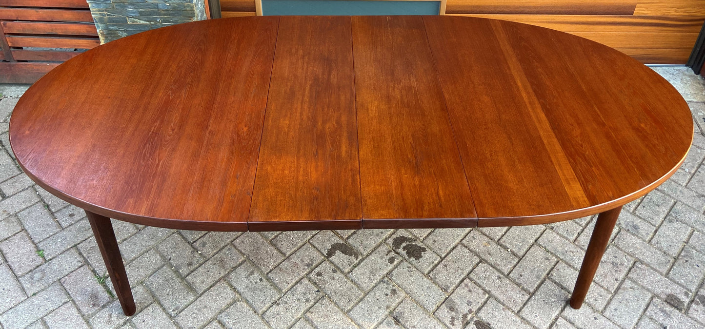 REFINISHED Mid Century Modern Teak Table w 3 Leaves by Punch Designs 64"-100"