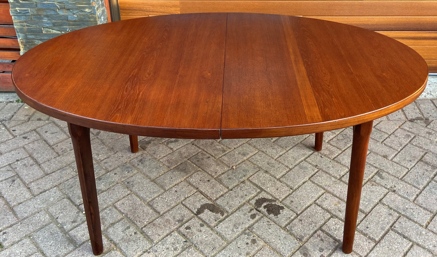 REFINISHED Mid Century Modern Teak Table w 3 Leaves by Punch Designs 64"-100"
