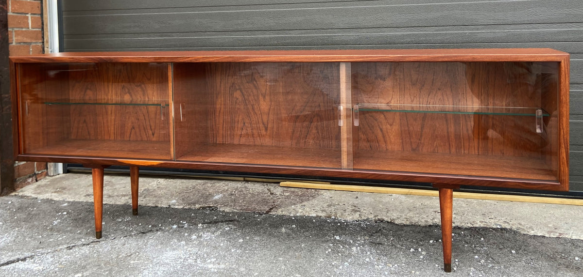 REFINISHED Mid Century Modern Teak Bookcase Display 72