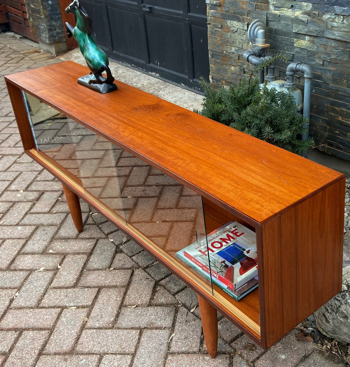REFINISHED Danish MCM Teak Bookcase Display Media Console 64.5