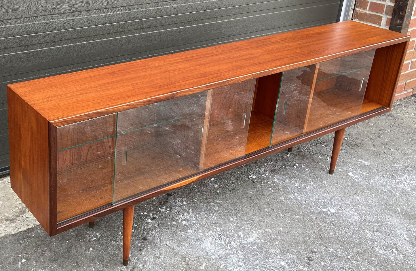 REFINISHED Mid Century Modern Teak Bookcase Display 72" Perfect