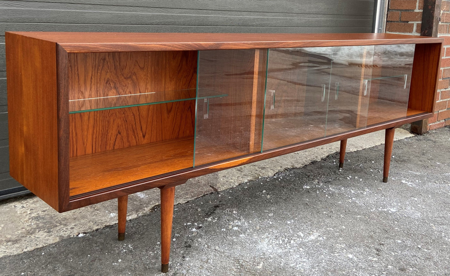 REFINISHED Mid Century Modern Teak Bookcase Display 72" Perfect