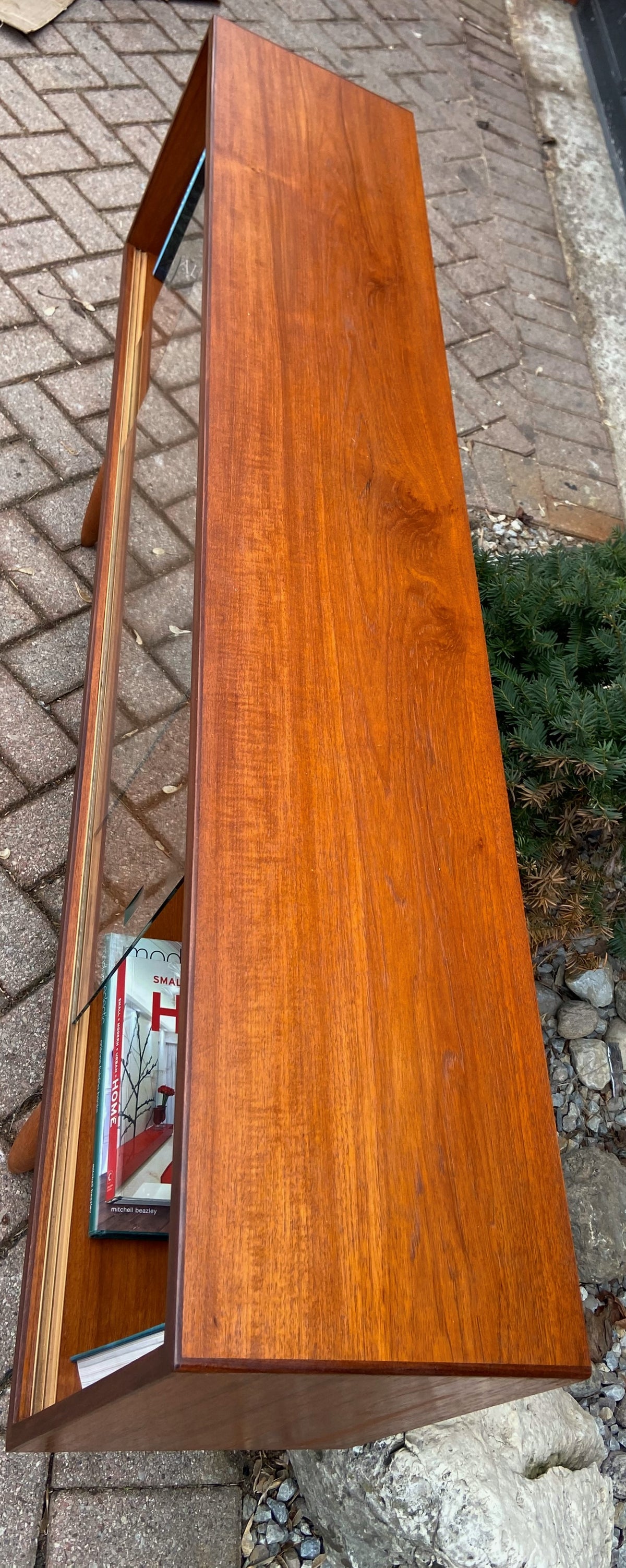 REFINISHED Danish MCM Teak Bookcase Display Media Console 64.5