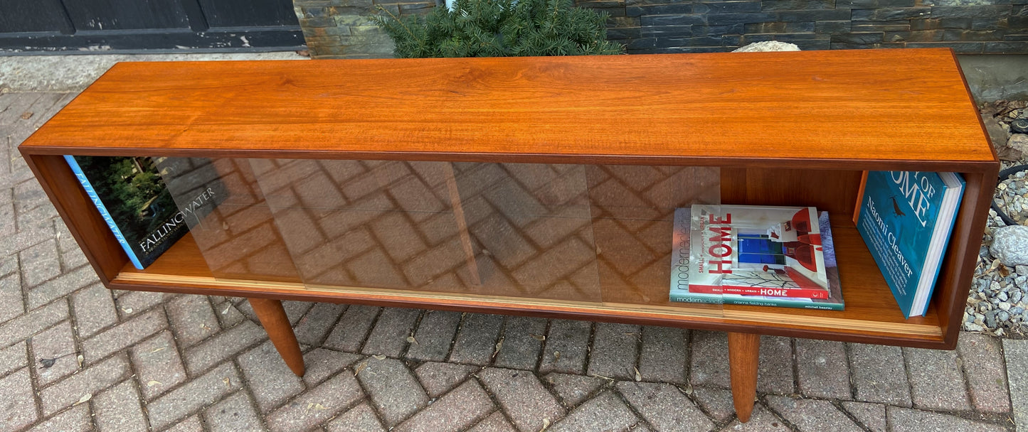 REFINISHED Danish MCM Teak Bookcase Display Media Console 64.5", Perfect