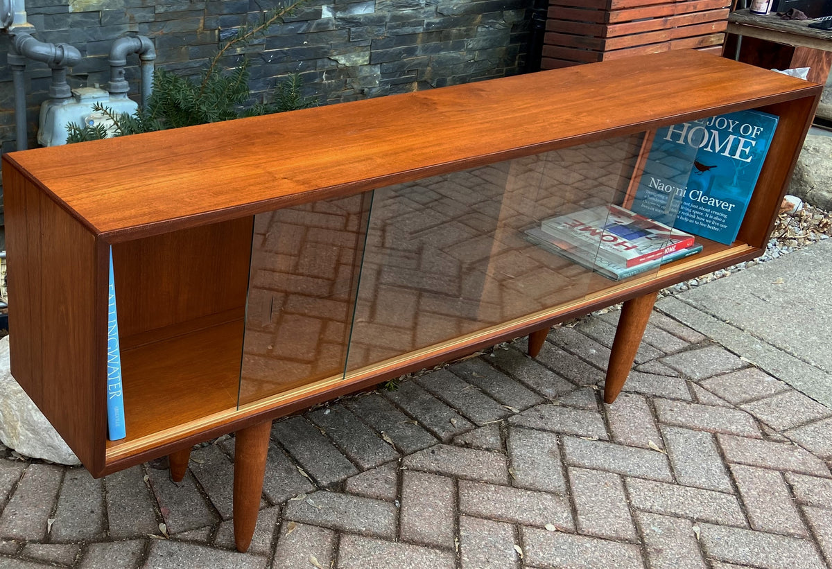 REFINISHED Danish MCM Teak Bookcase Display Media Console 64.5