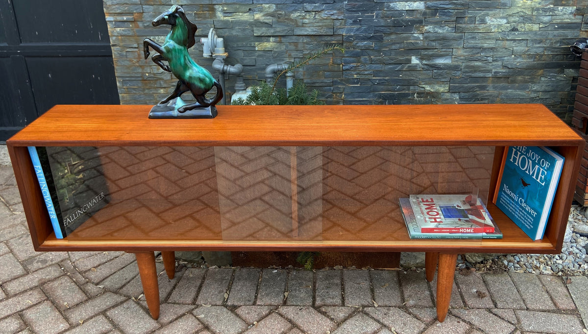 REFINISHED Danish MCM Teak Bookcase Display Media Console 64.5