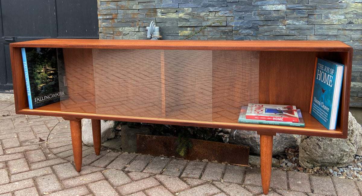 REFINISHED Danish MCM Teak Bookcase Display Media Console 64.5