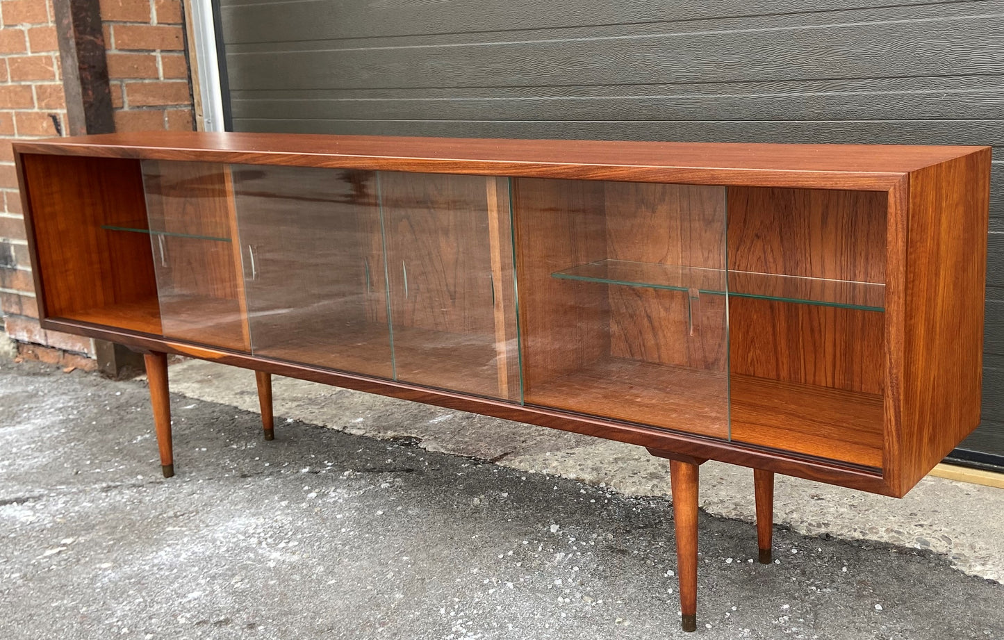 REFINISHED Mid Century Modern Teak Bookcase Display 72" Perfect