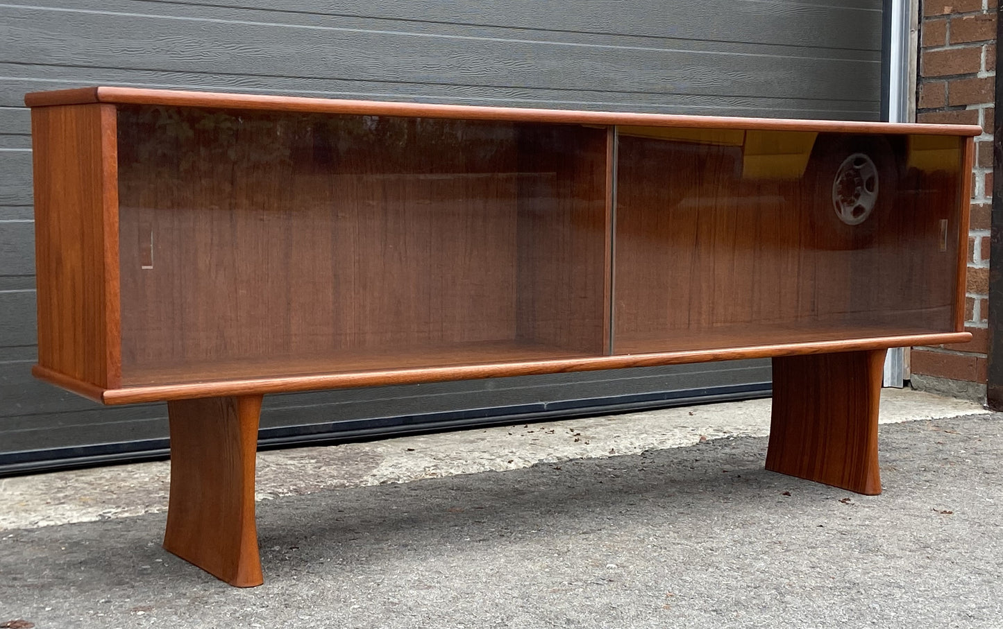 REFINISHED Mid Century Modern Teak Bookcase Display Console 5 ft
