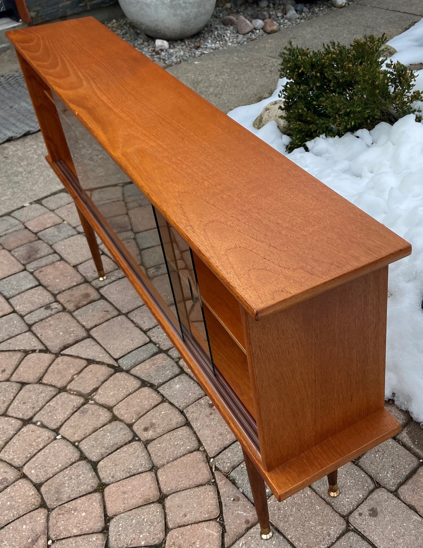 REFINISHED MCM Teak Display Bookcase 59" PERFECT, narrow