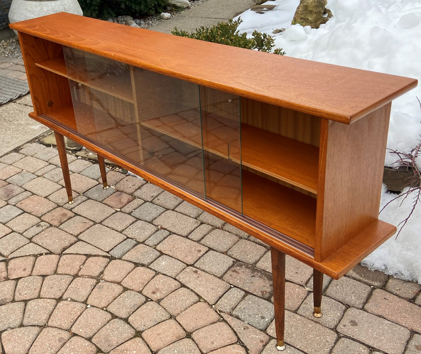 REFINISHED MCM Teak Display Bookcase 59" PERFECT, narrow