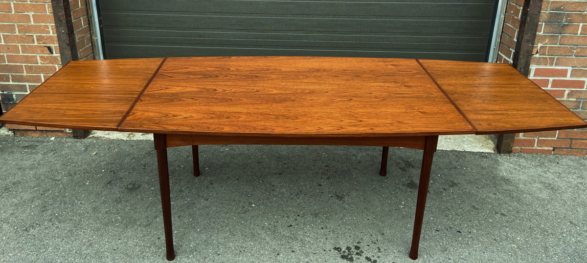 REFINISHED Mid Century Modern Teak Draw Leaf Surfboard shape by RS Associates, 58